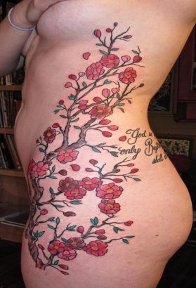 Cherry Blossom Branch And  Text Tats